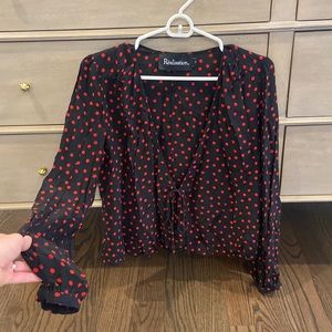 REALISATION PAR polka dot tie-front top